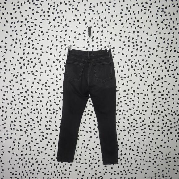 Agolde Black Wash Distressed Nico High Rise Slim Jeans - Picture 6 of 12
